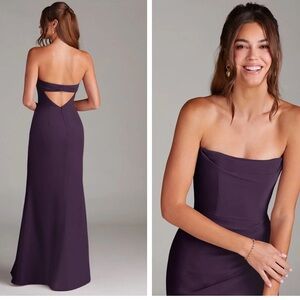 Elegant Strapless Plum Evening Gown